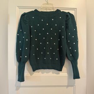 Debut Green Sweater with embroidered White Dots